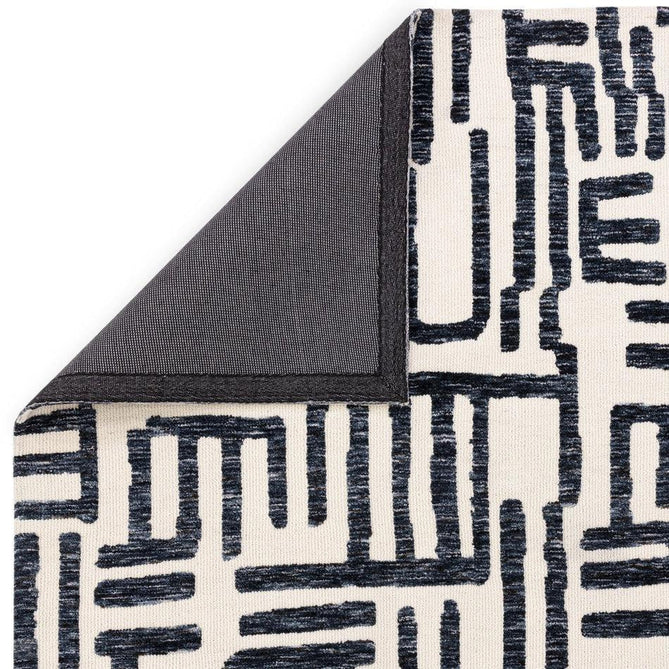 Mason Script Modern Abstract Super Soft Carved Hi-Low Rib Textured Deep Navy Blue/Cream Rug-Asiatic Carpets-Rug Love - The Most Loved Rug Store
