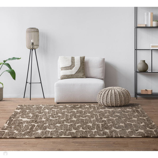 Mason Wave Modern Geometric Super Soft Carved Hi-Low Rib Textured Brown/Beige/Cream Rug-Asiatic Carpets-Rug Love - The Most Loved Rug Store