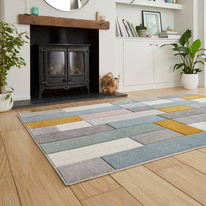 Matrix E7918 Modern Geometric Carved Soft Textured Easy-Care Durable Polypropylene Short Pile Multicolour Rug-Think Rugs-Rug Love - The Most Loved Rug Store