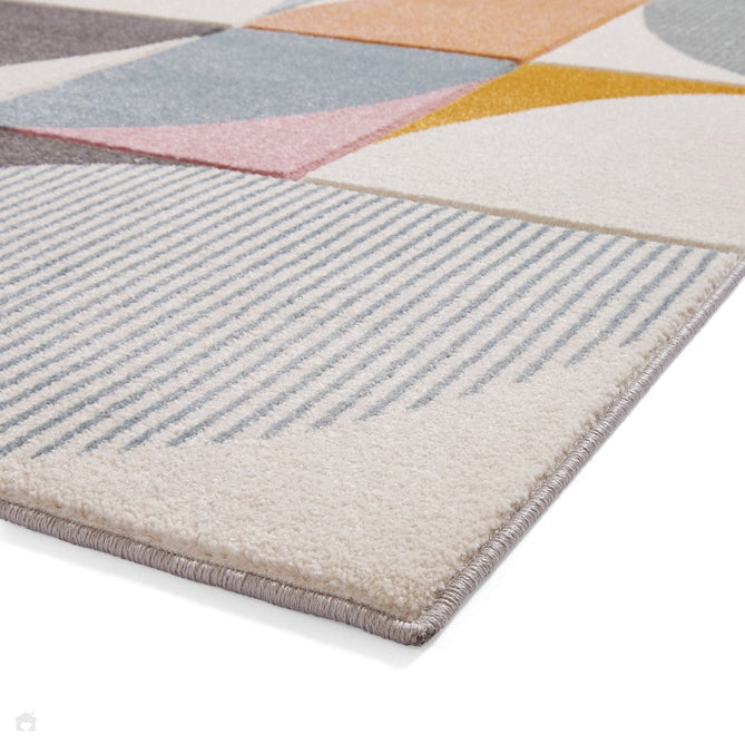 Matrix FE663 Modern Geometric Carved Soft Textured Easy-Care Durable Polypropylene Short Pile Grey/Multicolour Rug-Think Rugs-Rug Love - The Most Loved Rug Store