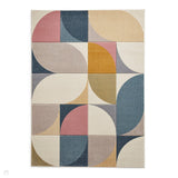 Matrix FE663 Modern Geometric Carved Soft Textured Easy-Care Durable Polypropylene Short Pile Multicolour Rug