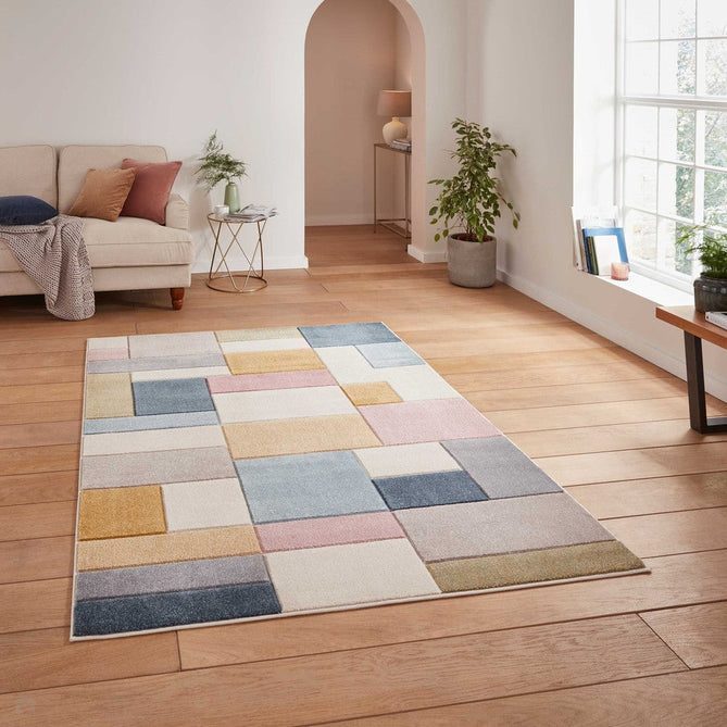 Matrix G0561 Modern Geometric Carved Soft Textured Easy-Care Durable Polypropylene Short Pile Multicolour Rug-Think Rugs-Rug Love - The Most Loved Rug Store