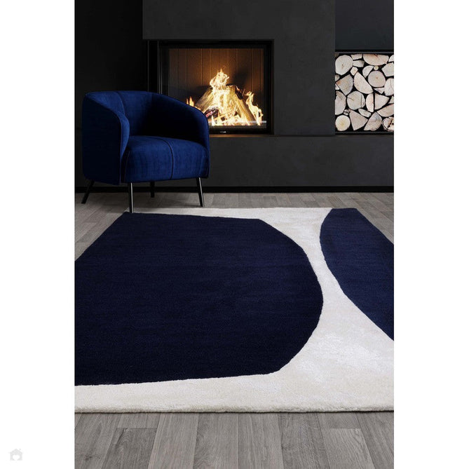 Matrix MAX102 Signature Modern Abstract Hand-Woven High-Density Soft Textured Shimmer Wool & Viscose Blend Indigo Blue/Ivory Rug-Asiatic Carpets-Rug Love - The Most Loved Rug Store