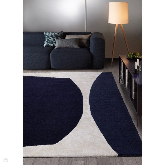 Matrix MAX102 Signature Modern Geometric Hand-Woven High-Density Soft Textured Wool&Viscose Mix Indigo Blue Rug-Asiatic Carpets-Rug Love - The Most Loved Rug Store