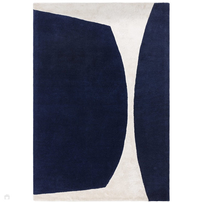Matrix MAX102 Signature Modern Geometric Hand-Woven High-Density Soft Textured Wool&Viscose Mix Indigo Blue Rug-Asiatic Carpets-Rug Love - The Most Loved Rug Store