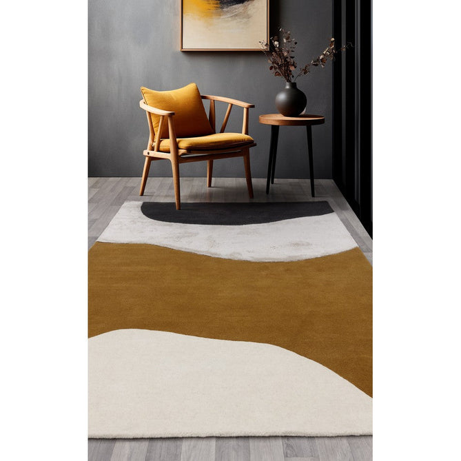 Matrix MAX104 Signature Modern Geometric Hand-Woven High-Density Soft Textured Wool&Viscose Mix Ochre/Multi Rug 160x230cm-Shop Returns-Rug Love - The Most Loved Rug Store