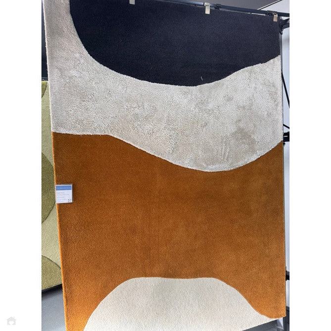 Matrix MAX104 Signature Modern Geometric Hand-Woven High-Density Soft Textured Wool&Viscose Mix Ochre/Multi Rug 160x230cm-Shop Returns-Rug Love - The Most Loved Rug Store