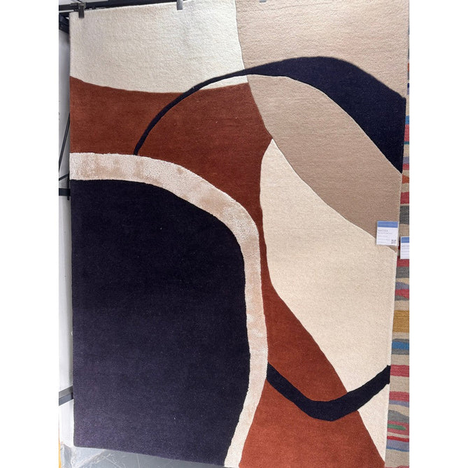 Matrix MAX105 Signature Modern Abstract Hand-Woven High-Density Soft Textured Shimmer Wool & Viscose Blend Rust Brown/Black/Beige/Cream/Charcoal Rug-Asiatic Carpets-Rug Love - The Most Loved Rug Store