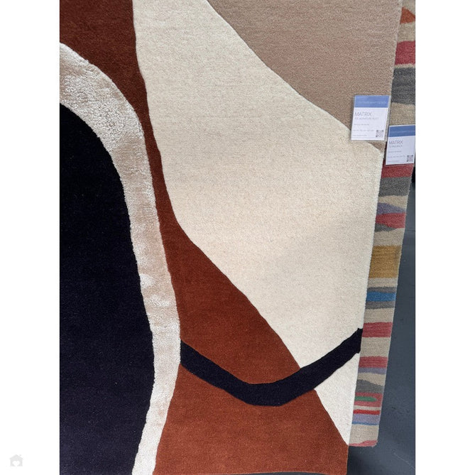 Matrix MAX105 Signature Modern Abstract Hand-Woven High-Density Soft Textured Shimmer Wool & Viscose Blend Rust Brown/Black/Beige/Cream/Charcoal Rug-Asiatic Carpets-Rug Love - The Most Loved Rug Store