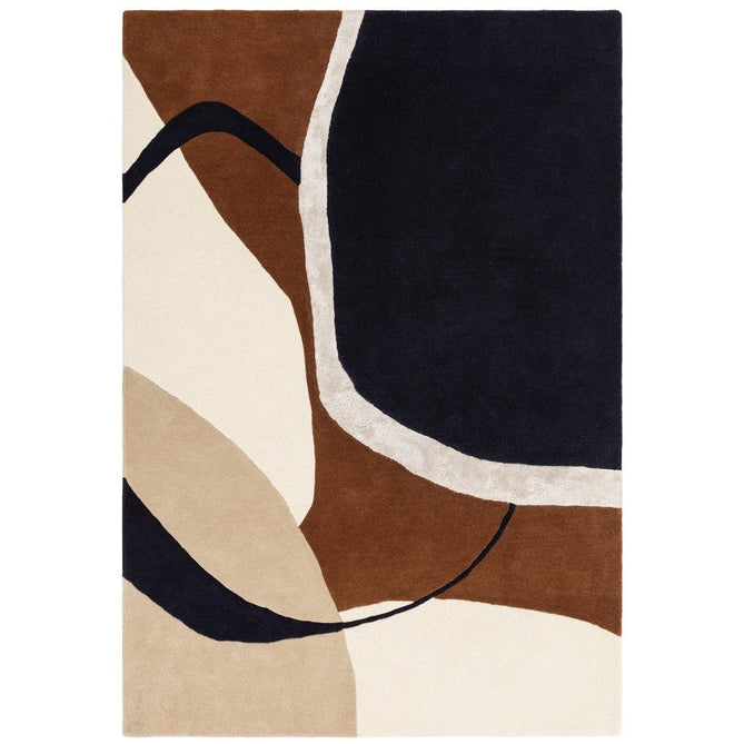 Matrix MAX105 Signature Modern Abstract Hand-Woven High-Density Soft Textured Shimmer Wool & Viscose Blend Rust Brown/Black/Beige/Cream/Charcoal Rug-Asiatic Carpets-Rug Love - The Most Loved Rug Store