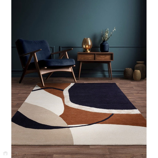 Matrix MAX105 Signature Modern Geometric Hand-Woven High-Density Soft Textured Wool&Viscose Mix Rust Brown/Black/Beige/Cream/Charcoal Rug-Asiatic Carpets-Rug Love - The Most Loved Rug Store
