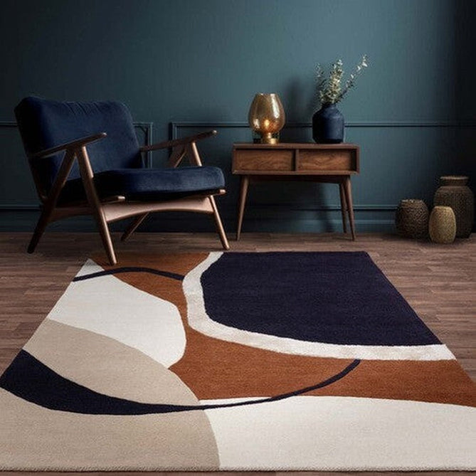 Matrix MAX105 Signature Modern Geometric Hand-Woven High-Density Soft Textured Wool&Viscose Mix Rust Brown/Black/Beige/Cream/Charcoal Rug-Asiatic Carpets-Rug Love - The Most Loved Rug Store