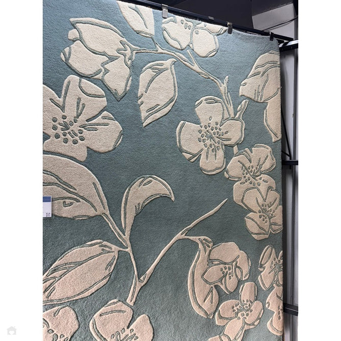 Matrix MAX12 Devore Modern Floral Abstract Hand-Woven High-Density Soft Textured Shimmer Wool & Viscose Blend Blue/Cream/Multicolour Rug-Asiatic Carpets-Rug Love - The Most Loved Rug Store