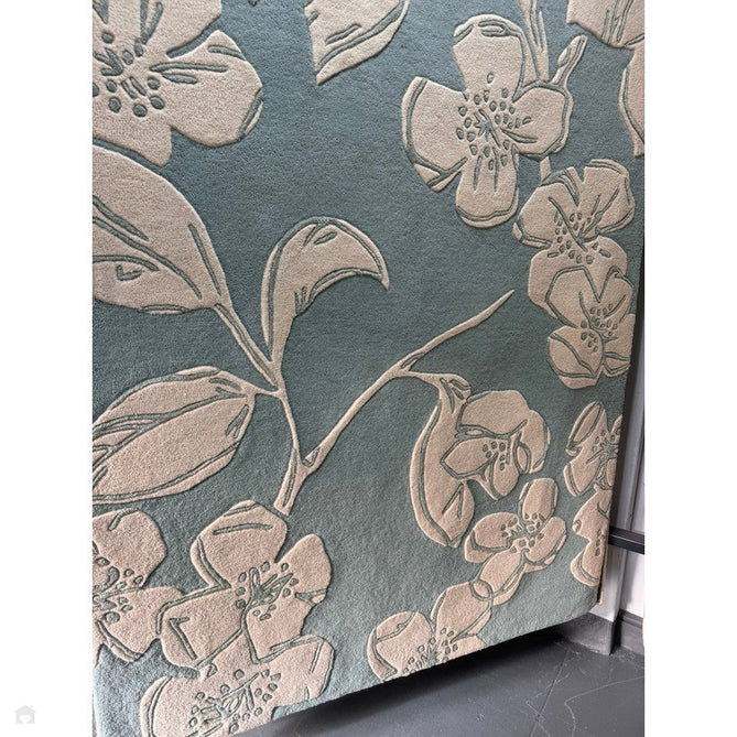 Matrix MAX12 Devore Modern Floral Abstract Hand-Woven High-Density Soft Textured Shimmer Wool & Viscose Blend Blue/Cream/Multicolour Rug-Asiatic Carpets-Rug Love - The Most Loved Rug Store