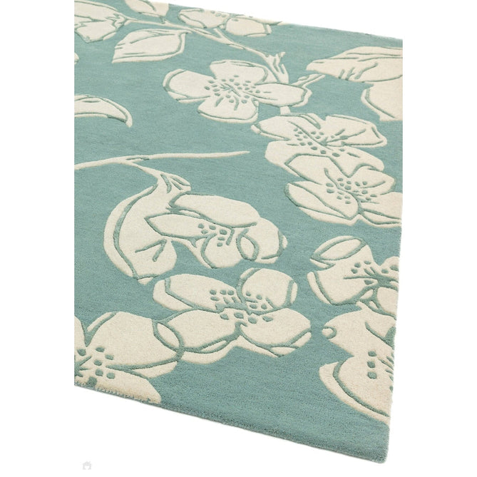 Matrix MAX12 Devore Modern Floral Abstract Hand-Woven High-Density Soft Textured Shimmer Wool & Viscose Blend Blue/Cream/Multicolour Rug-Asiatic Carpets-Rug Love - The Most Loved Rug Store