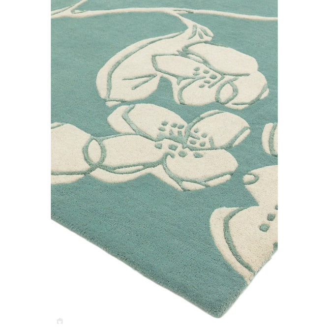 Matrix MAX12 Devore Modern Floral Abstract Hand-Woven High-Density Soft Textured Shimmer Wool & Viscose Blend Blue/Cream/Multicolour Rug-Asiatic Carpets-Rug Love - The Most Loved Rug Store