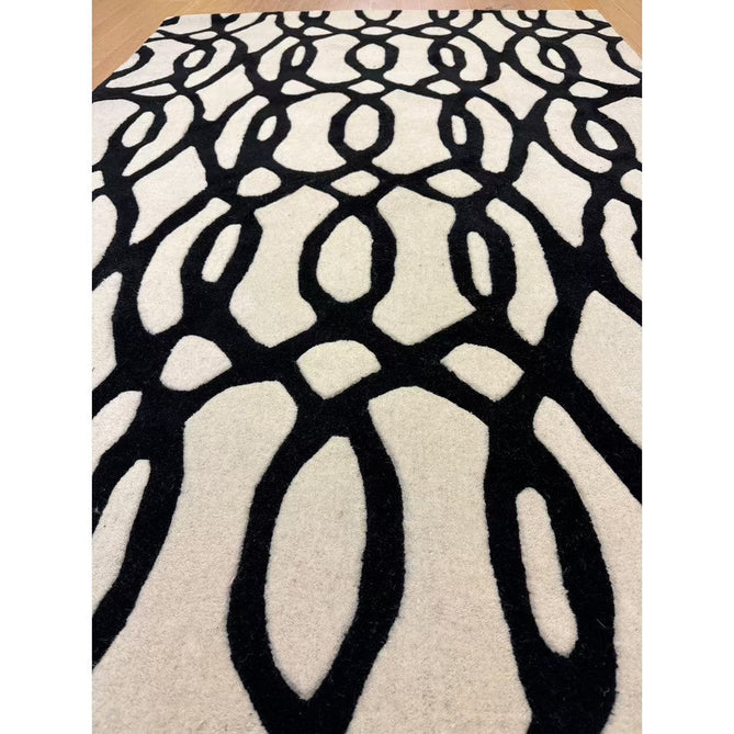 Matrix MAX35 Wire Modern Geometric Hand-Woven High-Density Soft Textured Shimmer Wool & Viscose Blend White/Black Rug-Asiatic Carpets-Rug Love - The Most Loved Rug Store