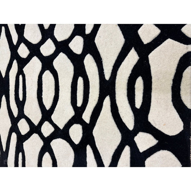Matrix MAX35 Wire Modern Geometric Hand-Woven High-Density Soft Textured Shimmer Wool & Viscose Blend White/Black Rug-Asiatic Carpets-Rug Love - The Most Loved Rug Store