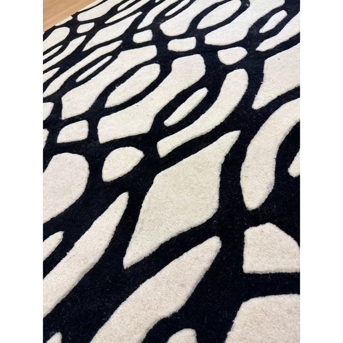 Matrix MAX35 Wire Modern Geometric Hand-Woven High-Density Soft Textured Shimmer Wool & Viscose Blend White/Black Rug-Asiatic Carpets-Rug Love - The Most Loved Rug Store