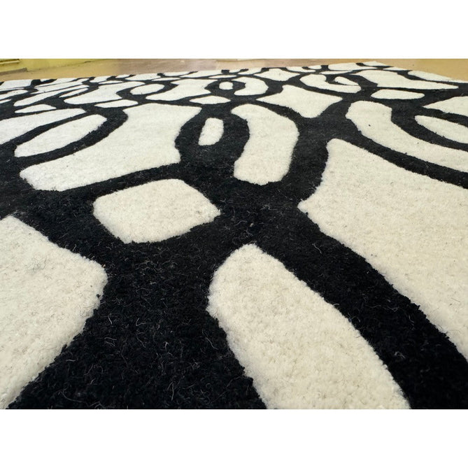 Matrix MAX35 Wire Modern Geometric Hand-Woven High-Density Soft Textured Shimmer Wool & Viscose Blend White/Black Rug-Asiatic Carpets-Rug Love - The Most Loved Rug Store