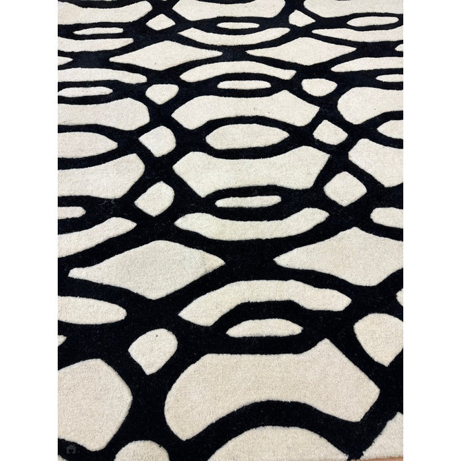 Matrix MAX35 Wire Modern Geometric Hand-Woven High-Density Soft Textured Shimmer Wool & Viscose Blend White/Black Rug-Asiatic Carpets-Rug Love - The Most Loved Rug Store