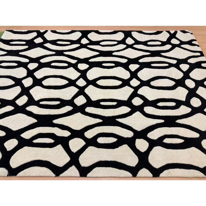 Matrix MAX35 Wire Modern Geometric Hand-Woven High-Density Soft Textured Shimmer Wool & Viscose Blend White/Black Rug-Asiatic Carpets-Rug Love - The Most Loved Rug Store