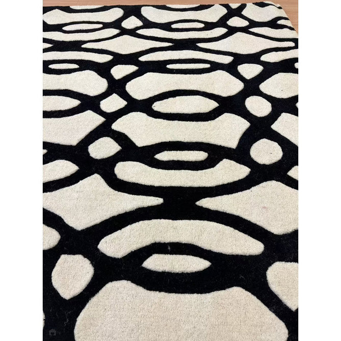 Matrix MAX35 Wire Modern Geometric Hand-Woven High-Density Soft Textured Shimmer Wool & Viscose Blend White/Black Rug-Asiatic Carpets-Rug Love - The Most Loved Rug Store