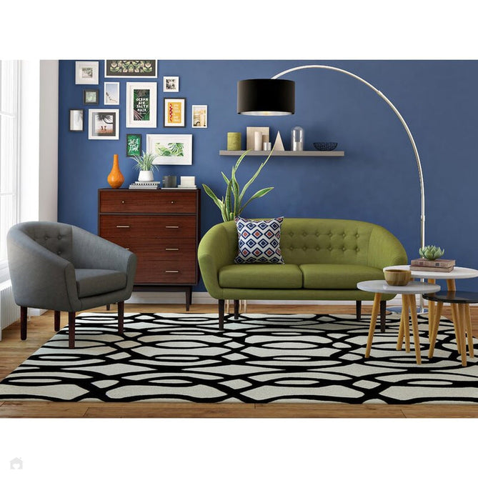 Matrix MAX35 Wire Modern Geometric Hand-Woven High-Density Soft Textured Shimmer Wool & Viscose Blend White/Black Rug-Asiatic Carpets-Rug Love - The Most Loved Rug Store