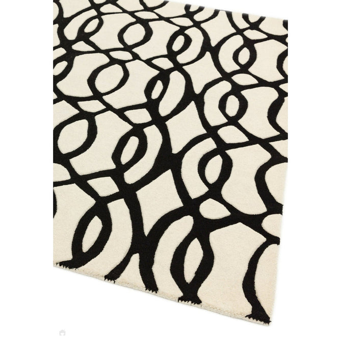 Matrix MAX35 Wire Modern Geometric Hand-Woven High-Density Soft Textured Shimmer Wool & Viscose Blend White/Black Rug-Asiatic Carpets-Rug Love - The Most Loved Rug Store