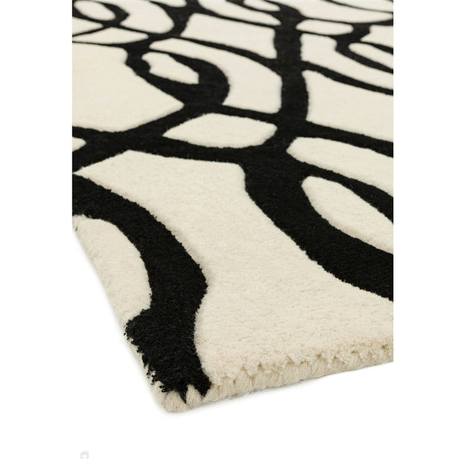 Matrix MAX35 Wire Modern Geometric Hand-Woven High-Density Soft Textured Shimmer Wool & Viscose Blend White/Black Rug-Asiatic Carpets-Rug Love - The Most Loved Rug Store