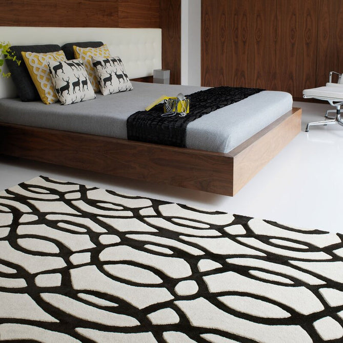 Matrix MAX35 Wire Modern Geometric Hand-Woven High-Density Soft Textured Shimmer Wool & Viscose Blend White/Black Rug-Asiatic Carpets-Rug Love - The Most Loved Rug Store