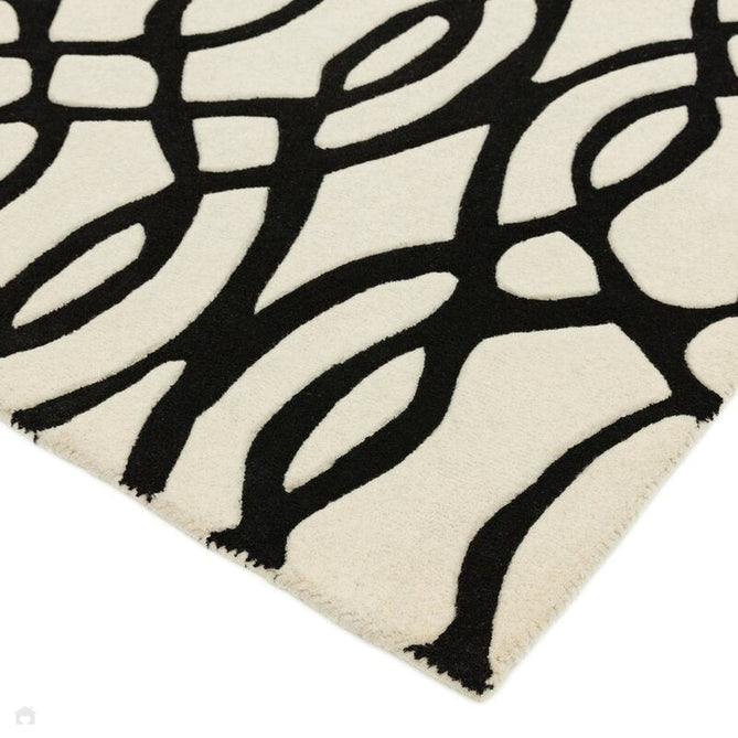 Matrix MAX35 Wire Modern Geometric Hand-Woven High-Density Soft Textured Shimmer Wool & Viscose Blend White/Black Rug-Asiatic Carpets-Rug Love - The Most Loved Rug Store