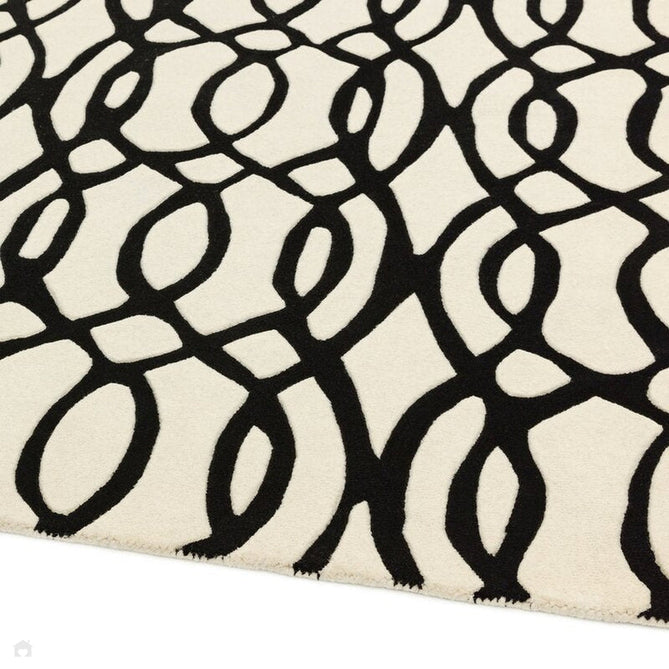 Matrix MAX35 Wire Modern Geometric Hand-Woven High-Density Soft Textured Shimmer Wool & Viscose Blend White/Black Rug-Asiatic Carpets-Rug Love - The Most Loved Rug Store