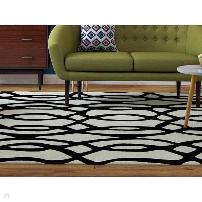 Matrix MAX35 Wire Modern Geometric Hand-Woven High-Density Soft Textured Shimmer Wool & Viscose Blend White/Black Rug-Asiatic Carpets-Rug Love - The Most Loved Rug Store