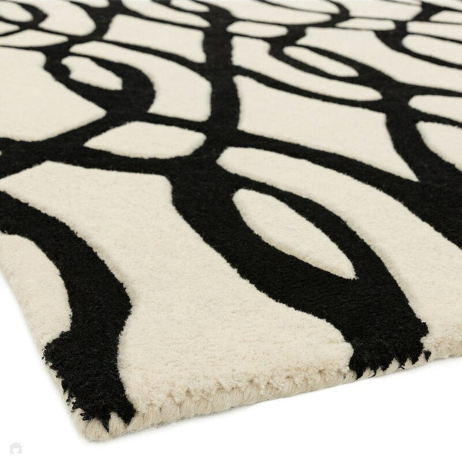 Matrix MAX35 Wire Modern Geometric Hand-Woven High-Density Soft Textured Shimmer Wool & Viscose Blend White/Black Rug-Asiatic Carpets-Rug Love - The Most Loved Rug Store