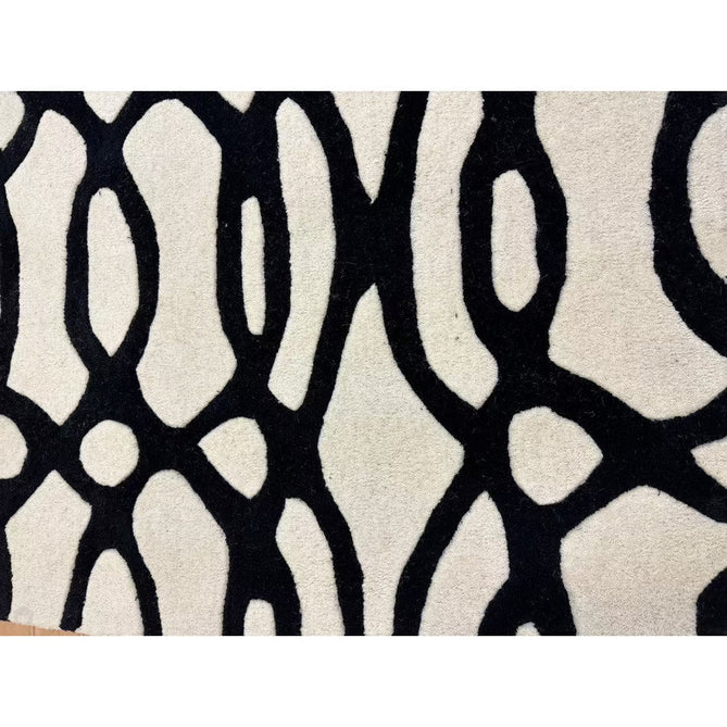 Matrix MAX35 Wire Modern Geometric Hand-Woven High-Density Soft Textured Shimmer Wool & Viscose Blend White/Black Rug-Asiatic Carpets-Rug Love - The Most Loved Rug Store