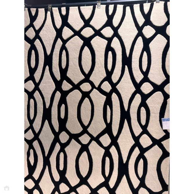 Matrix MAX35 Wire Modern Geometric Hand-Woven High-Density Soft Textured Shimmer Wool & Viscose Blend White/Black Rug-Asiatic Carpets-Rug Love - The Most Loved Rug Store