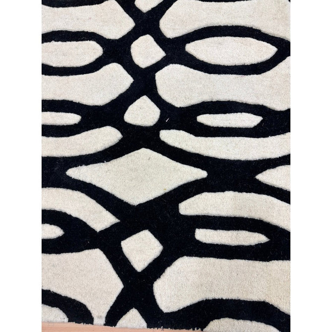 Matrix MAX35 Wire Modern Geometric Hand-Woven High-Density Soft Textured Shimmer Wool & Viscose Blend White/Black Rug-Asiatic Carpets-Rug Love - The Most Loved Rug Store