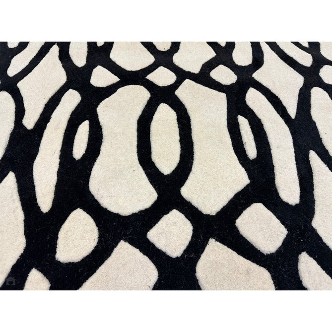 Matrix MAX35 Wire Modern Geometric Hand-Woven High-Density Soft Textured Shimmer Wool & Viscose Blend White/Black Rug-Asiatic Carpets-Rug Love - The Most Loved Rug Store
