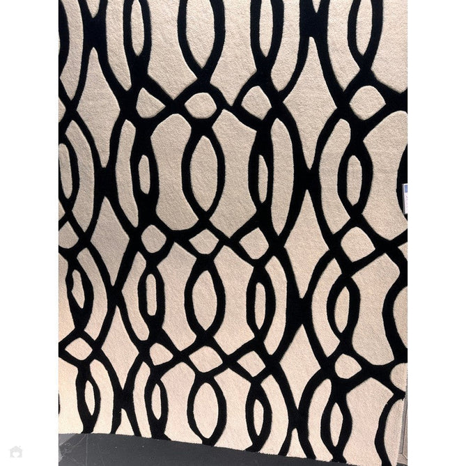 Matrix MAX35 Wire Modern Geometric Hand-Woven High-Density Soft Textured Shimmer Wool & Viscose Blend White/Black Rug-Asiatic Carpets-Rug Love - The Most Loved Rug Store