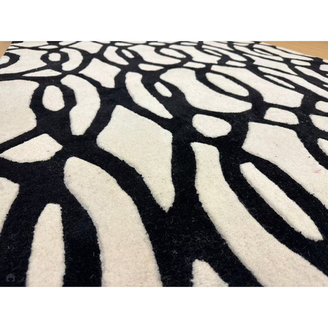 Matrix MAX35 Wire Modern Geometric Hand-Woven High-Density Soft Textured Shimmer Wool & Viscose Blend White/Black Rug-Asiatic Carpets-Rug Love - The Most Loved Rug Store