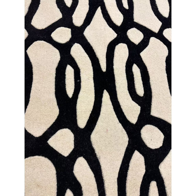 Matrix MAX35 Wire Modern Geometric Hand-Woven High-Density Soft Textured Shimmer Wool & Viscose Blend White/Black Rug-Asiatic Carpets-Rug Love - The Most Loved Rug Store