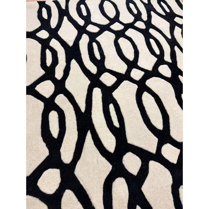 Matrix MAX35 Wire Modern Geometric Hand-Woven High-Density Soft Textured Shimmer Wool & Viscose Blend White/Black Rug-Asiatic Carpets-Rug Love - The Most Loved Rug Store
