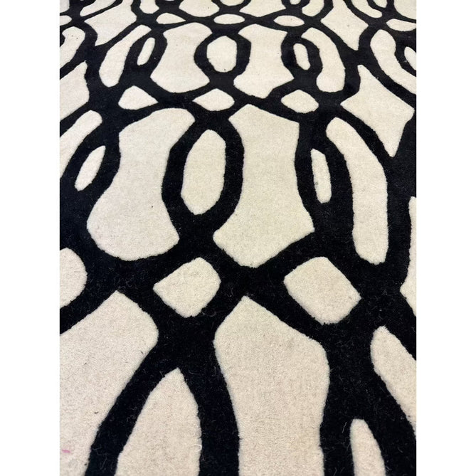 Matrix MAX35 Wire Modern Geometric Hand-Woven High-Density Soft Textured Shimmer Wool & Viscose Blend White/Black Rug-Asiatic Carpets-Rug Love - The Most Loved Rug Store