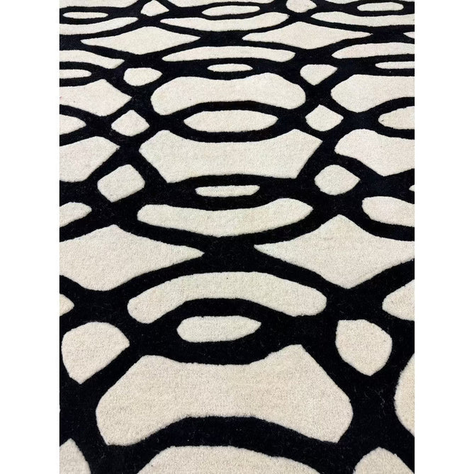 Matrix MAX35 Wire Modern Geometric Hand-Woven High-Density Soft Textured Shimmer Wool & Viscose Blend White/Black Rug-Asiatic Carpets-Rug Love - The Most Loved Rug Store