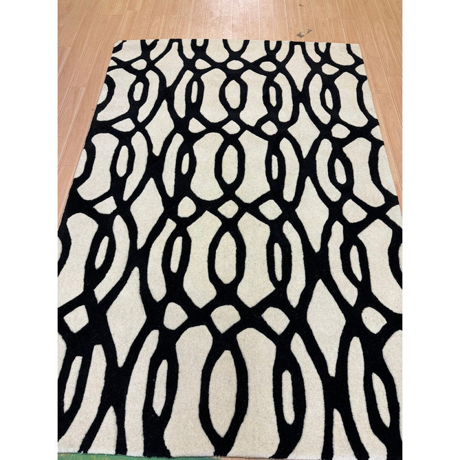 Matrix MAX35 Wire Modern Geometric Hand-Woven High-Density Soft Textured Shimmer Wool & Viscose Blend White/Black Rug-Asiatic Carpets-Rug Love - The Most Loved Rug Store