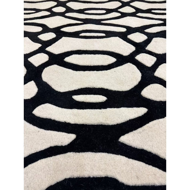 Matrix MAX35 Wire Modern Geometric Hand-Woven High-Density Soft Textured Shimmer Wool & Viscose Blend White/Black Rug-Asiatic Carpets-Rug Love - The Most Loved Rug Store
