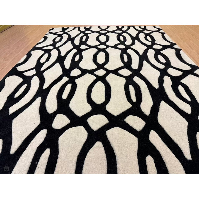 Matrix MAX35 Wire Modern Geometric Hand-Woven High-Density Soft Textured Shimmer Wool & Viscose Blend White/Black Rug-Asiatic Carpets-Rug Love - The Most Loved Rug Store