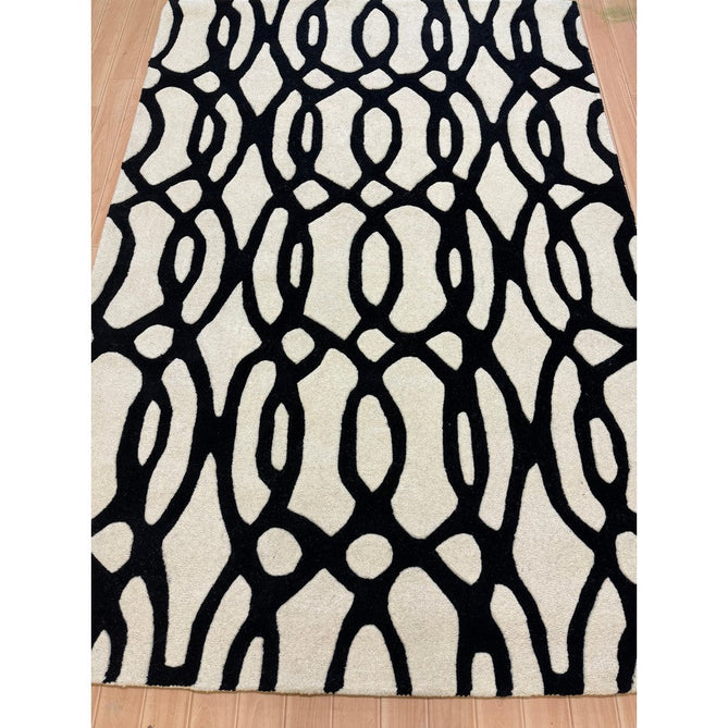 Matrix MAX35 Wire Modern Geometric Hand-Woven High-Density Soft Textured Shimmer Wool & Viscose Blend White/Black Rug-Asiatic Carpets-Rug Love - The Most Loved Rug Store