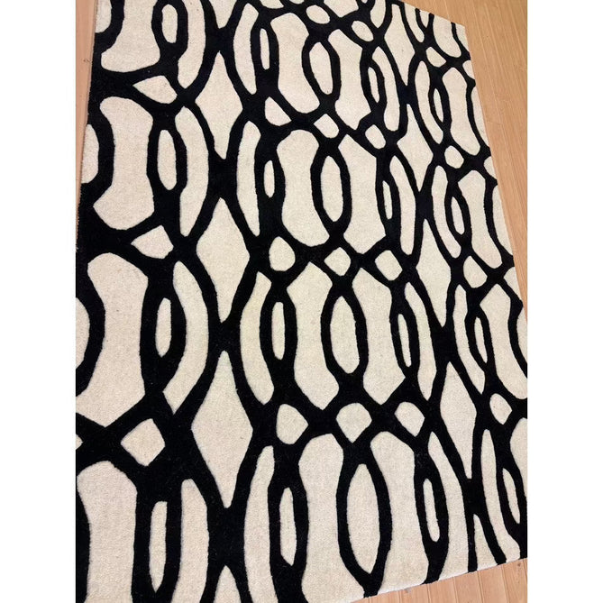 Matrix MAX35 Wire Modern Geometric Hand-Woven High-Density Soft Textured Shimmer Wool & Viscose Blend White/Black Rug-Asiatic Carpets-Rug Love - The Most Loved Rug Store
